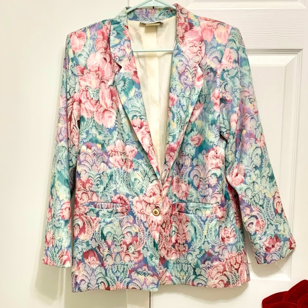 Vintage Pastel Floral Blazer 8
